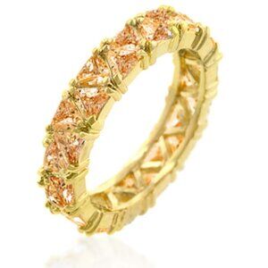 Slim Bonded Goldtone Triangle Trillion Cut Topaz Cubic Zirconia Cz Band Ring 6